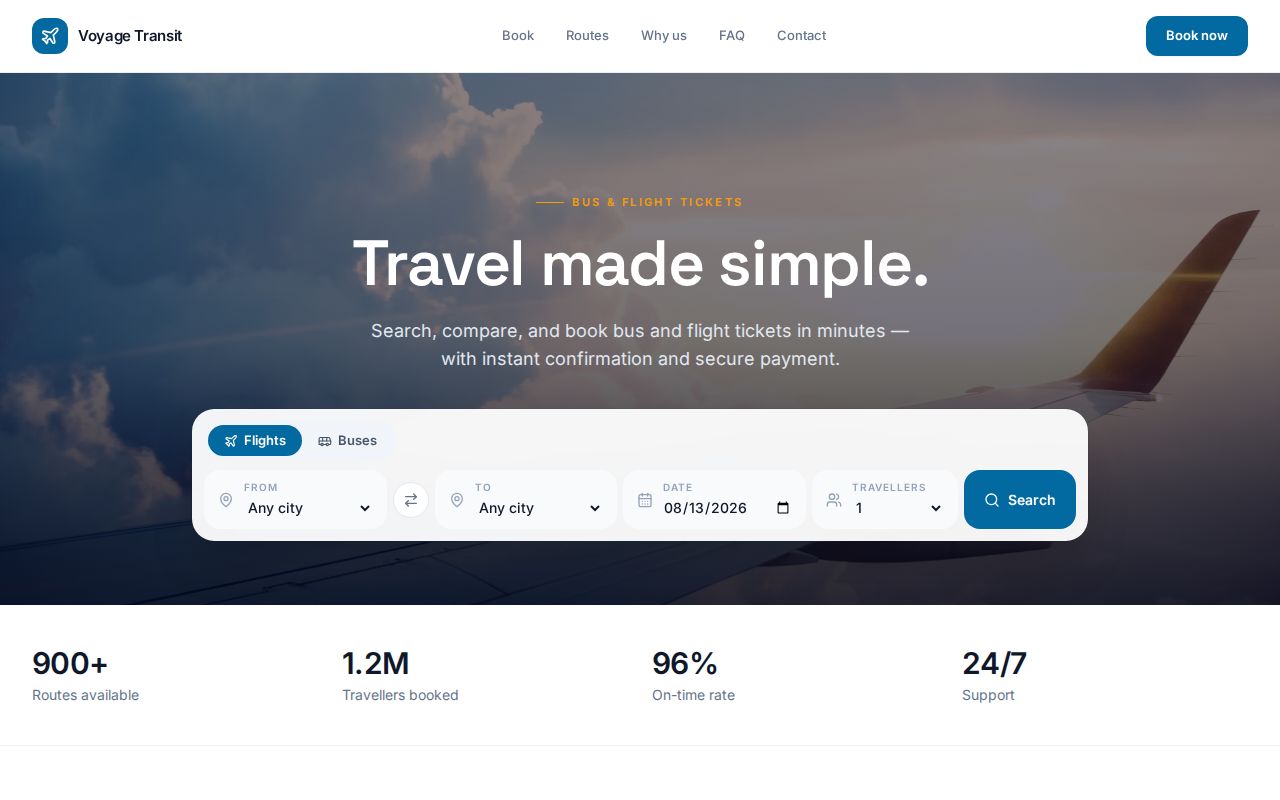 Transport Booking (Bus & Flights) storefront